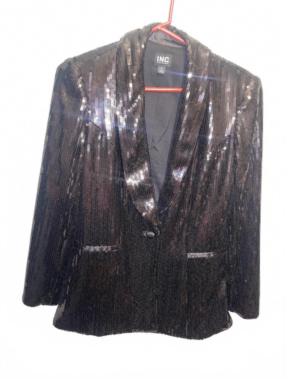 I.N.C. Women's Black Sequin Blazer Jacket Size XS